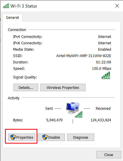 Haga clic en Propiedades | error dns_probe_finished_bad_config [SOLVED]