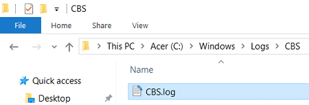 Haga doble clic en el archivo CBS.log en la carpeta de Windows