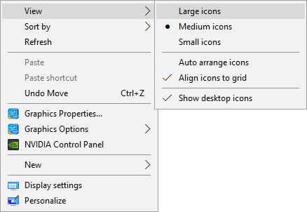 Cambiar la configuración de la vista de iconos