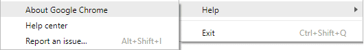 Haga clic en tres puntos, luego seleccione Ayuda y luego haga clic en Acerca de Google Chrome