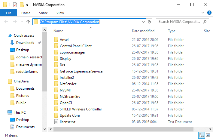Eliminar archivos de archivos de NVIDIA Corporation de la carpeta Archivos de programa