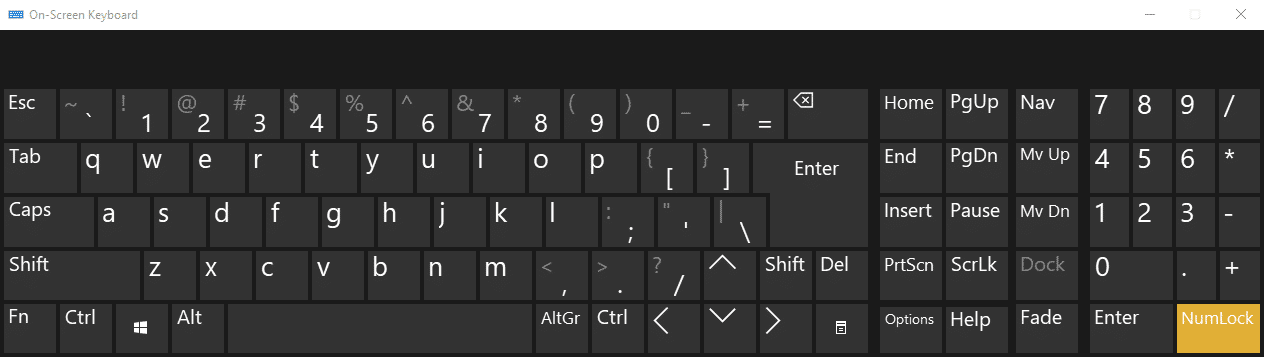 Desactivar NumLock usando el teclado en pantalla