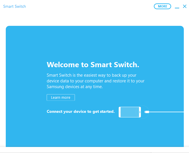 Aparecerá la pantalla Bienvenido a Smart Switch