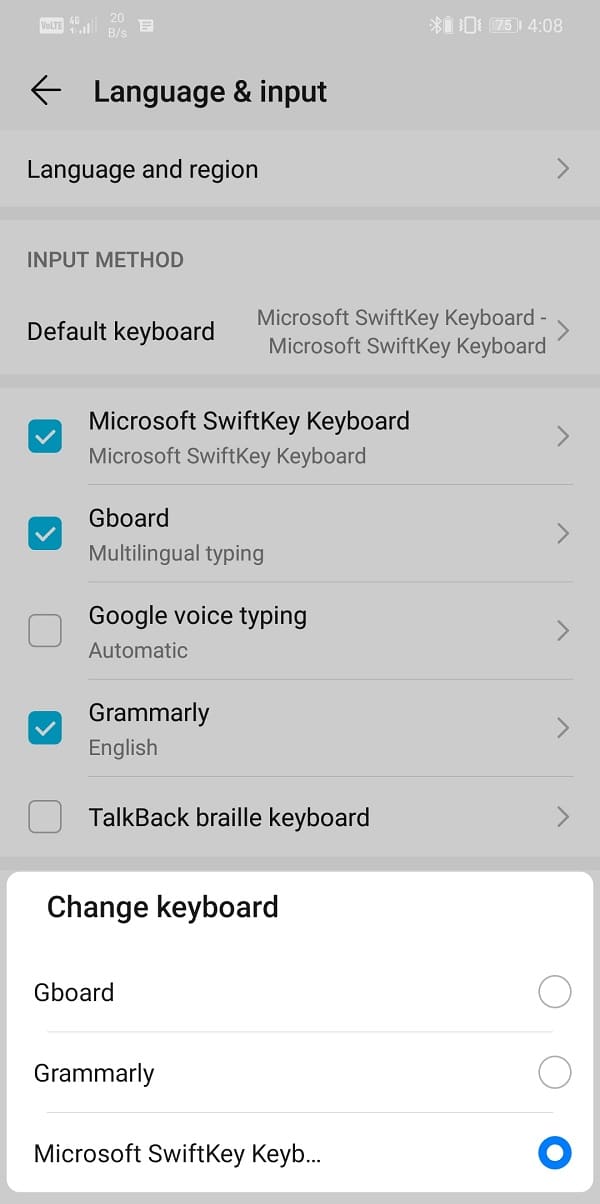 Seleccione la nueva aplicación de teclado y se establecerá como su teclado predeterminado