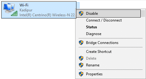 Deshabilitar el wifi que no puede configurar la ip