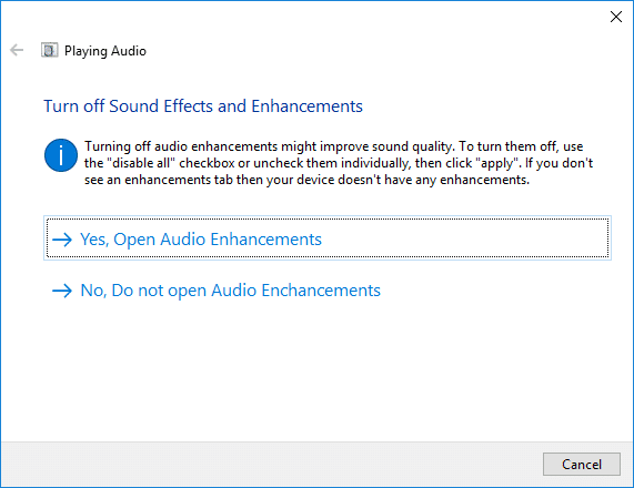 Ejecute el Solucionador de problemas de audio para reparar los auriculares que no funcionan en Windows 10
