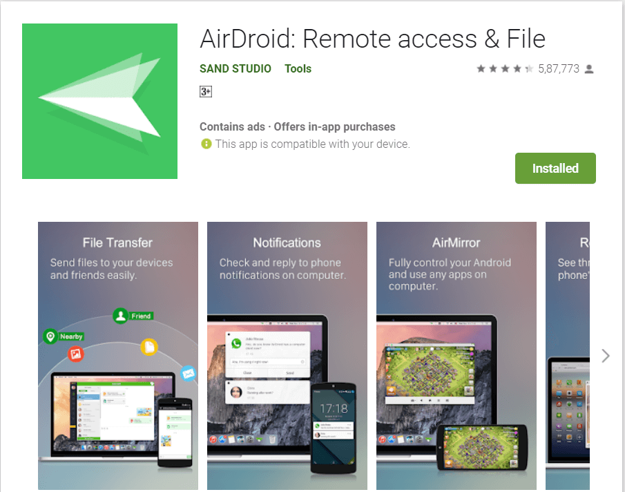Aerodroide |  Las mejores aplicaciones para controlar a distancia un teléfono Android desde tu PC