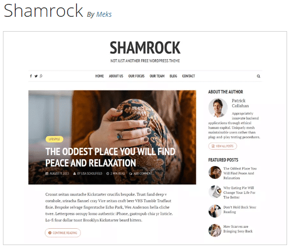 Temas de wordpress premium gratuitos de Shamrock para blogueros