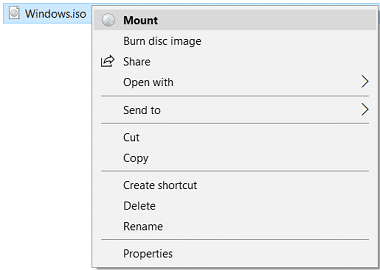 Una vez que se descargue el archivo ISO, haga clic derecho sobre él y seleccione Montar