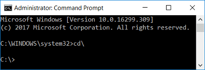 Escriba cd y presione Entrar para ir a la carpeta raíz de la unidad C |  Solucione el error DISM 0x800f081f en Windows 10
