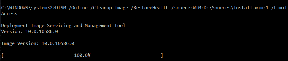 Ejecute el comando DISM RestoreHealth con el archivo de origen de Windows