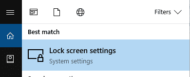 Escriba la configuración de la pantalla de bloqueo en la barra de búsqueda de Windows y ábrala