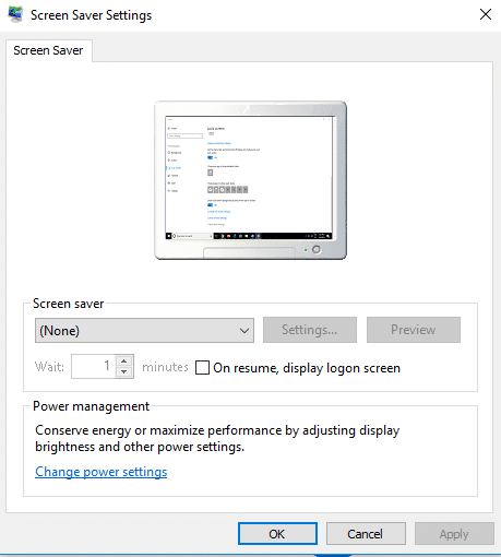 Deshabilite el protector de pantalla en Windows 10 para reparar Desktop Window Manager (DWM.exe) High CPU