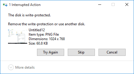 Arreglar el error El disco está protegido contra escritura en Windows 10