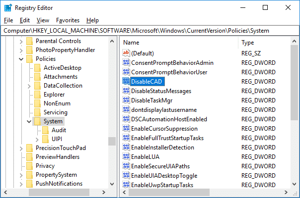 Habilite o deshabilite el inicio de sesión seguro en Windows 10 usando el Editor del Registro