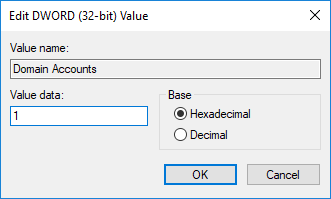 Habilitar o deshabilitar el inicio de sesión de los usuarios de dominio en Windows 10 usando datos biométricos en el Editor del Registro