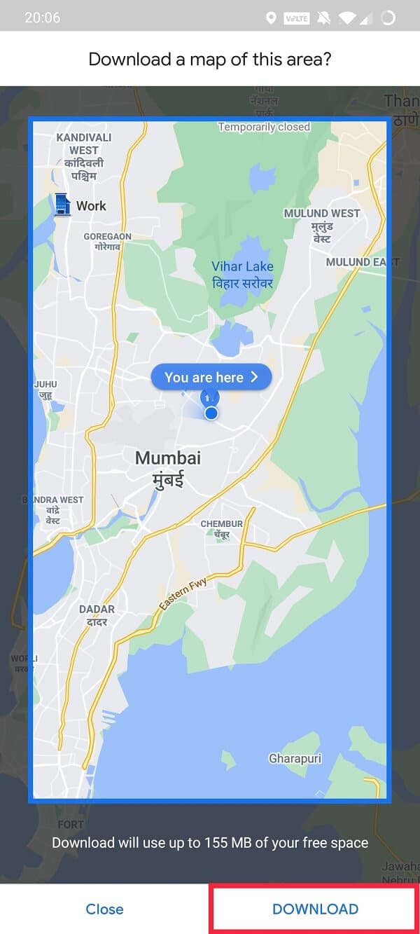 Haga clic en Descargar para guardar un mapa sin conexión |  Cómo usar Google Maps sin conexión para ahorrar datos de Internet