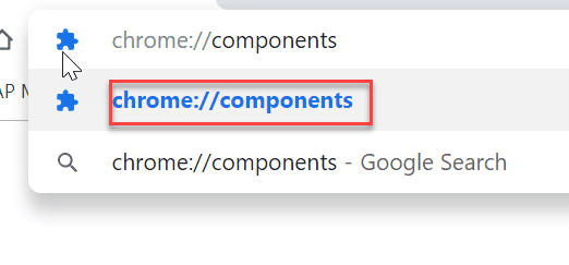 Escribe chrome://components en la barra de direcciones de Chrome