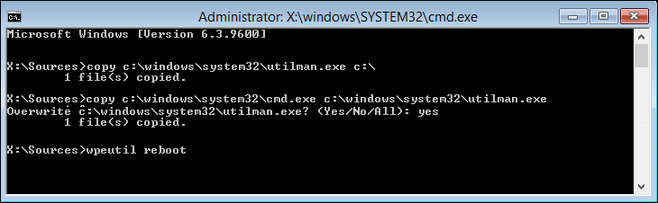 Ahora escriba wpeutil reboot y presione Enter para reiniciar su PC