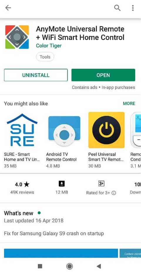 Instale la aplicación AnyMote desde Play Store