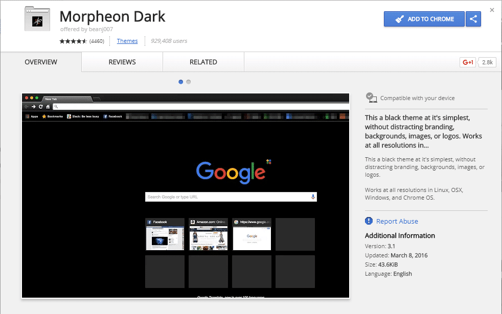 morpheon tema oscuro extensión de google chrome