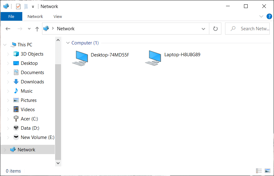 Verá dos nombres de computadora en la opción Red en su computadora | Transferir archivos entre dos computadoras
