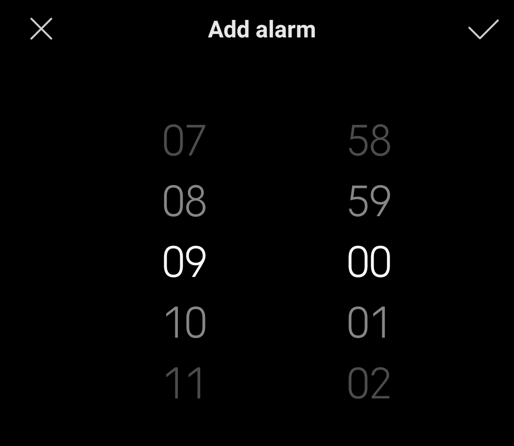 Se está programando una alarma para las 9:00 a.m.