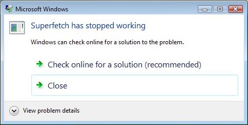 Reparar Superfetch ha dejado de funcionar error