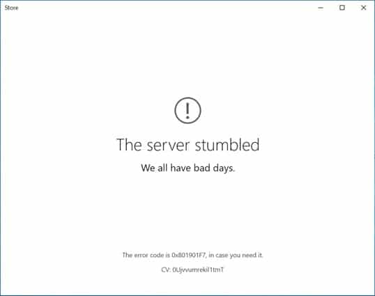 Arreglar el error de la tienda de Windows El servidor tropezó