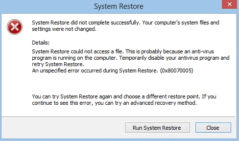 Arreglar el punto de restauración que no funciona en Windows 10