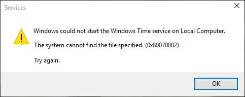 Windows no pudo iniciar el servicio de hora de Windows en la computadora local