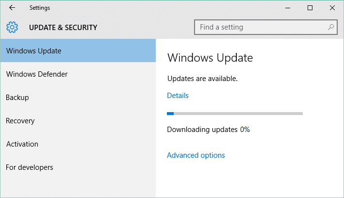 Arreglar la actualización de Windows atascada en 0% [SOLUCIONADO]