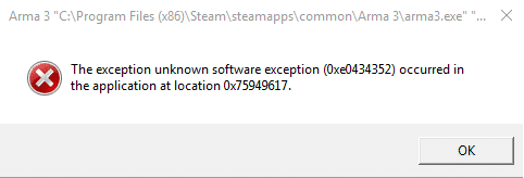 Arreglar la excepción de software desconocido (0xe0434352)