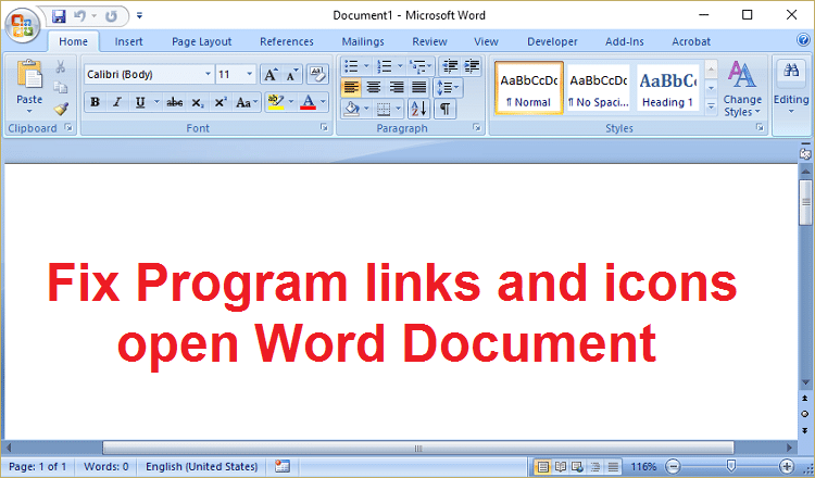 Arreglar los enlaces e iconos del programa abren el documento de Word
