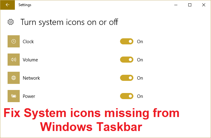 Arreglar los iconos del sistema que faltan en la barra de tareas de Windows
