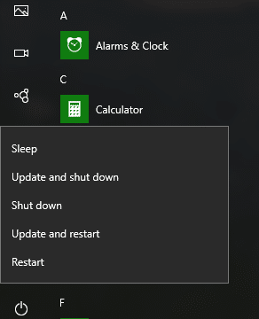 Cierra Windows 10 sin instalar actualizaciones