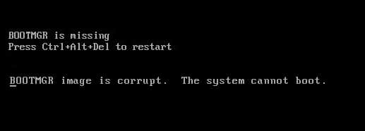 Cómo arreglar BOOTMGR falta en Windows 10
