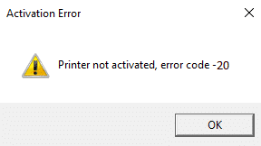 Cómo arreglar Impresora no activada Código de error 20
