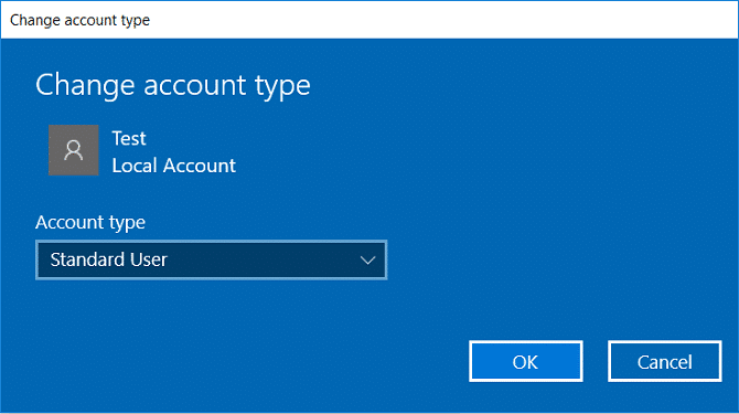 Cómo cambiar el tipo de cuenta de usuario en Windows 10