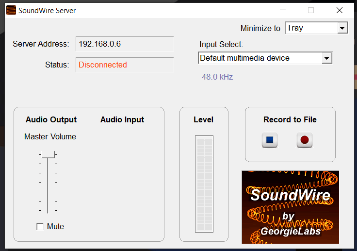 Ejecute el software SoundWire Server en su PC