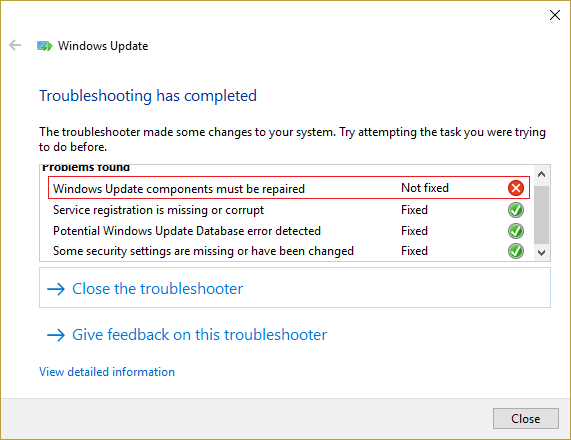 Error de corrupción de la base de datos de actualización de Windows