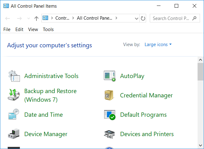 Ocultar elementos del Panel de control en Windows 10