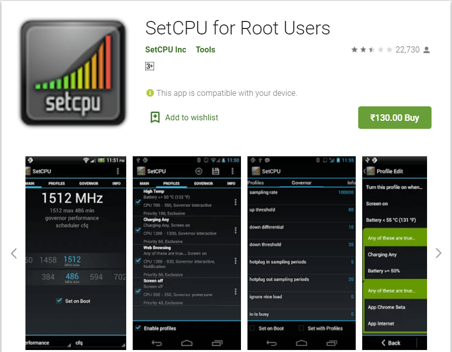 SetCPU para usuarios raíz |  Overclock Android para aumentar el rendimiento