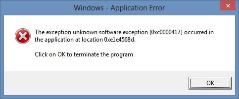 Reparar La excepción de software desconocido (0xc0000417) ocurrió en la aplicación