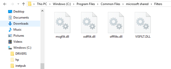 Algunos de los archivos DLL encontrados en la PC