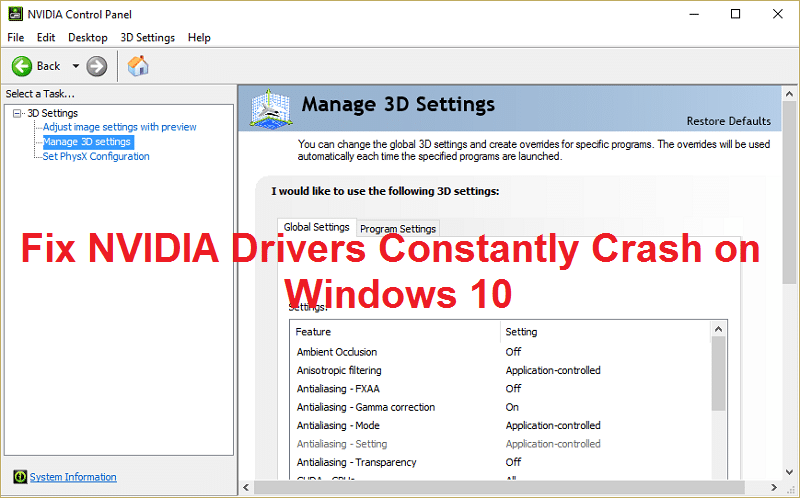 Repare los controladores de NVIDIA que fallan constantemente en Windows 10