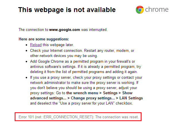 Arreglar ERR_CONNECTION_RESET Chrome