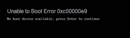 Solucionar error de error de arranque 0xc00000e9