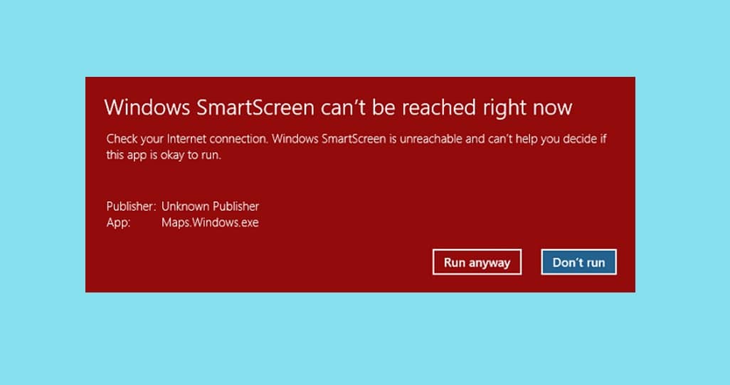 No se puede acceder a Windows SmartScreen en este momento