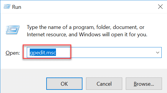Presione la tecla de Windows + R, luego escriba gpedit.msc y presione Entrar para abrir el Editor de directivas de grupo